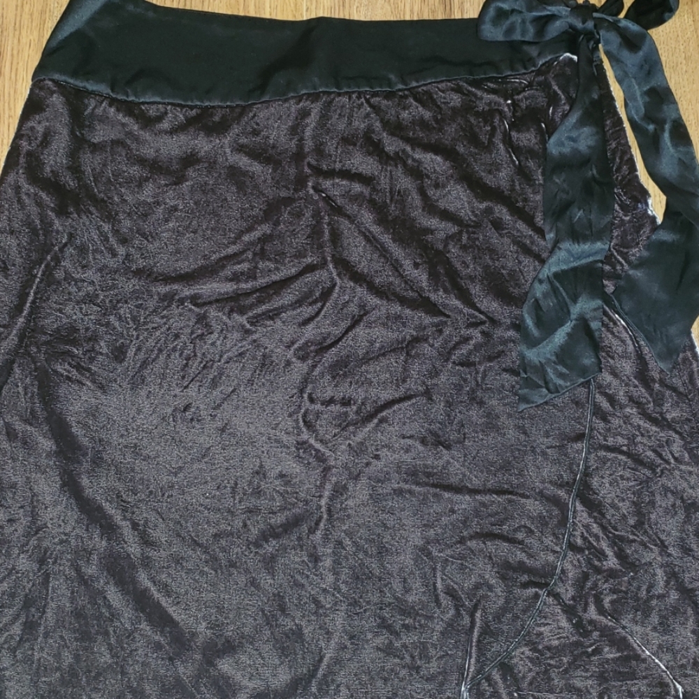 New frontier velour faux wrap skirt